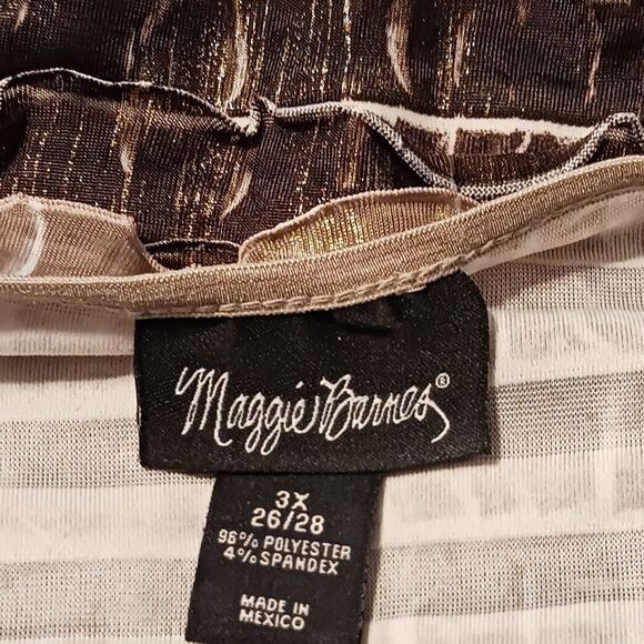 MAGGIE BARNES V Neck Blouse Tiered Chiffon Ombre Gold Shimmer Plus Size 3X - Picture 4 of 8